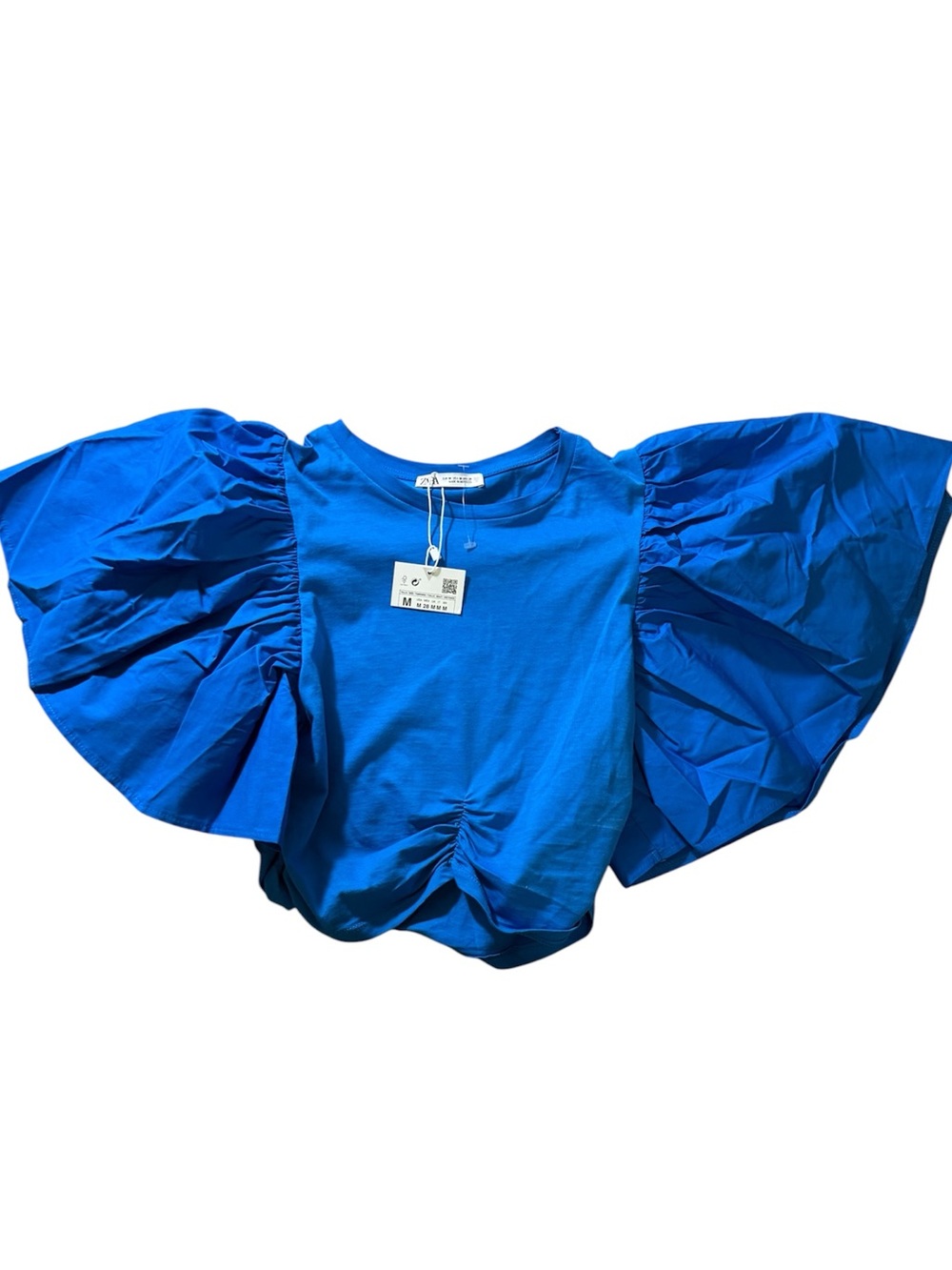 Zara Girls Blue Puff Sleeve Tee
